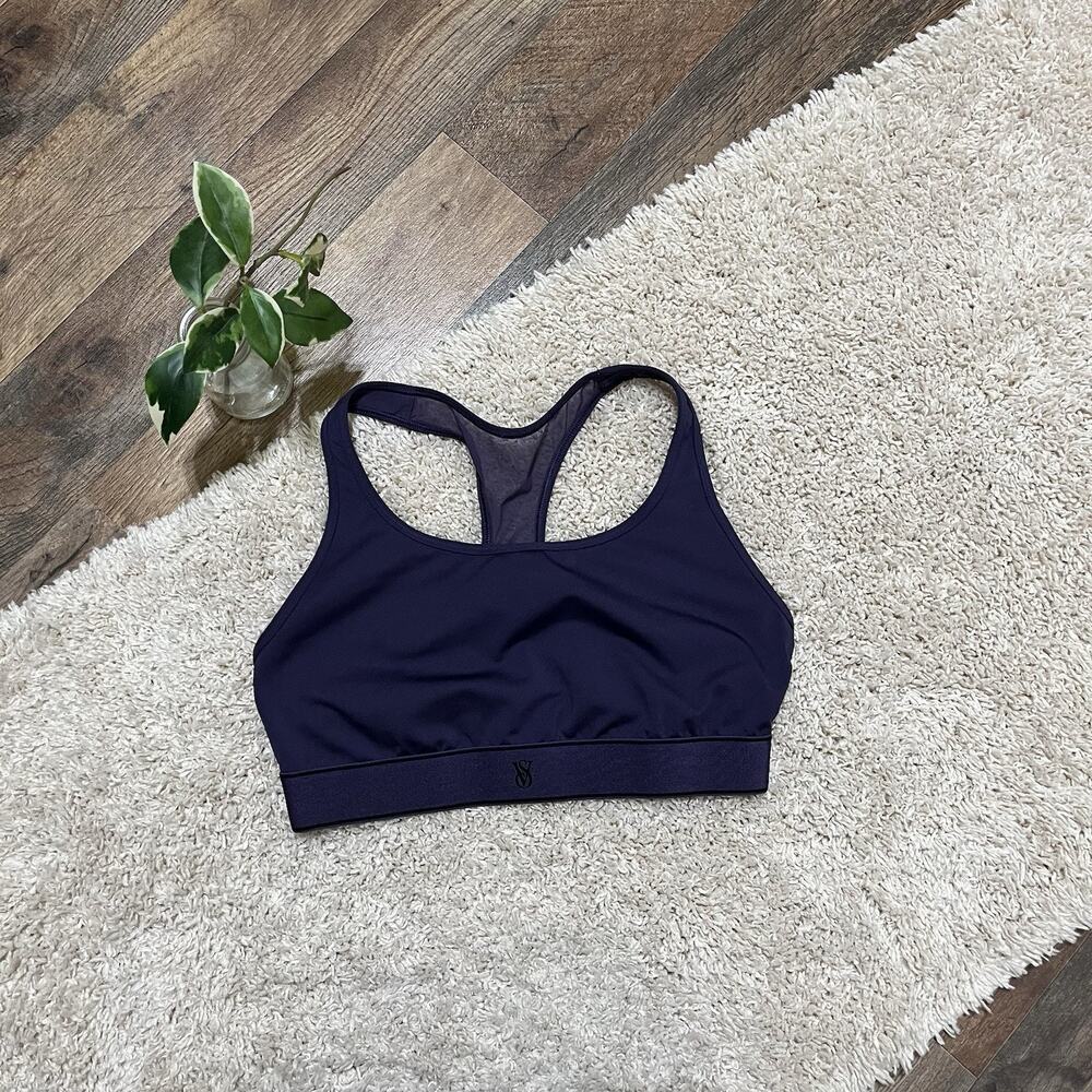 Victoria's Secret Size Medium Purple Black Mesh Racerback Sports Bra